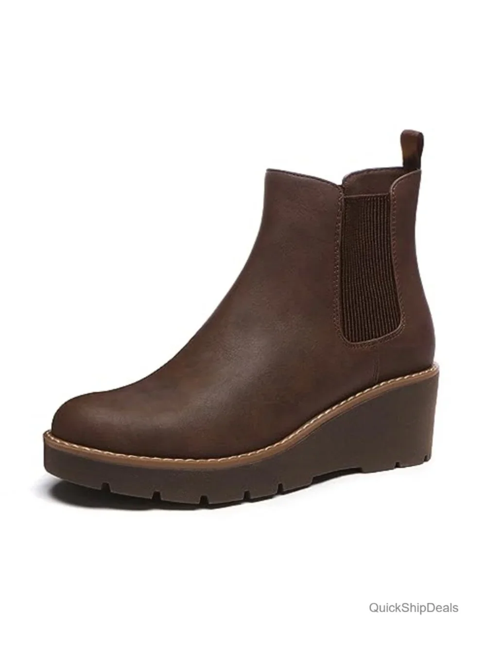 Women's Platform Wedge Chelsea Ankle Boots Nubuck Leather